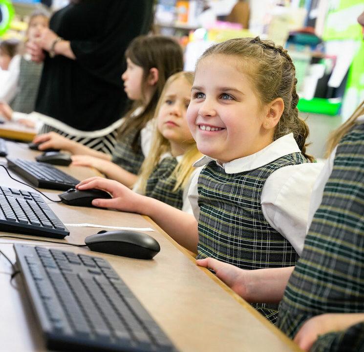 St Jude School child on a computer